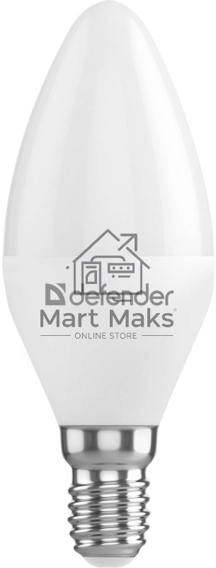 Лампа светодиодная Defender C37-10W-865-E14 свеча, 6500 К, холодный дневной, 1 шт.