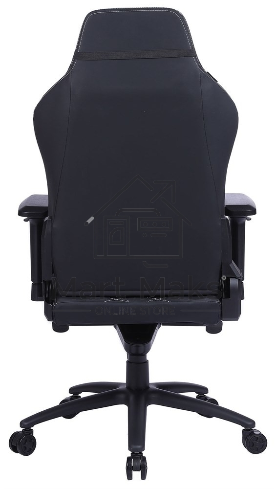 Кресло игровое Cactus CS-CHR-0112BL черный, сиденье черный, эко.кожа, с подголов. крестовина металл, пластик черный