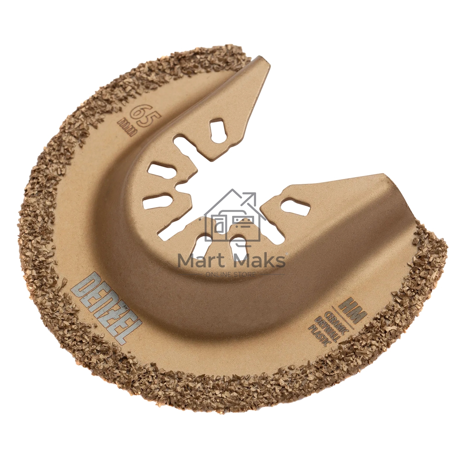 Насадка для МФИ Denzel режущая полукруг., HM, по плитке и дереву, 65 мм