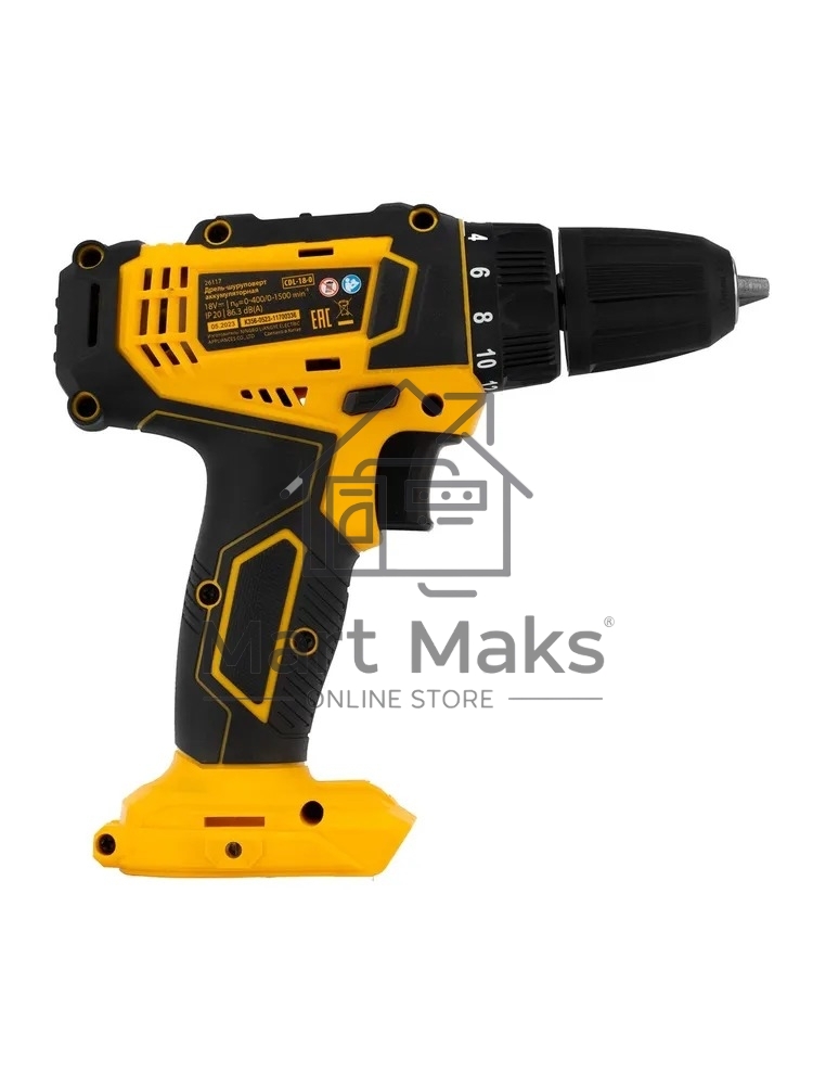 Дрель-шуруповерт аккумуляторная Denzel CDL-18-0, 18В, Без АКБ и ЗУ