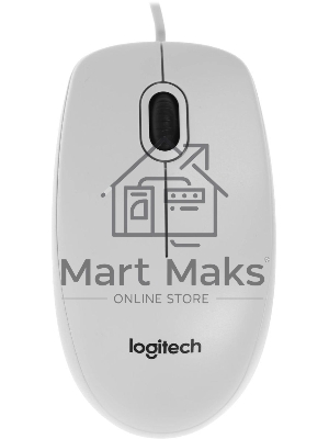 Мышь проводная Logitech B100 белый, 1000 dpi, USB, кнопки - 3