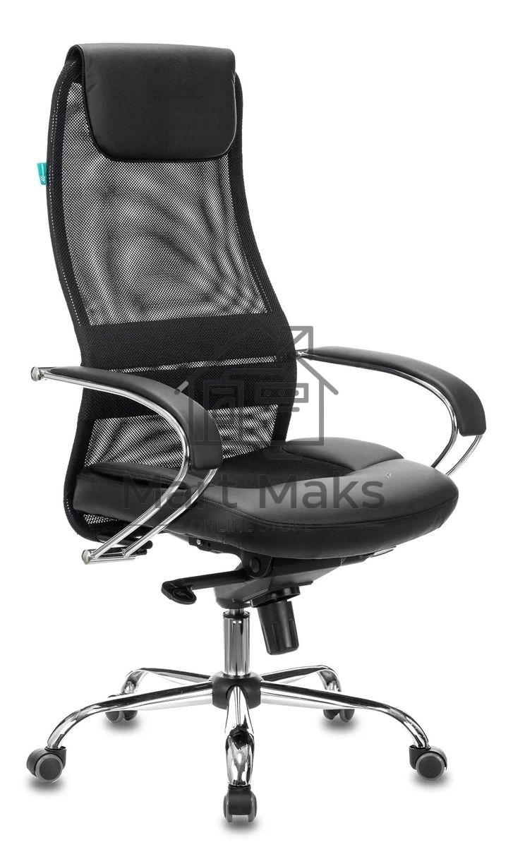 Кресло руководителя Бюрократ CH-609SL/BLACK TW-01 TW-11 черный, спинка сетка, искусст.кожа/ткань, крестовина хром