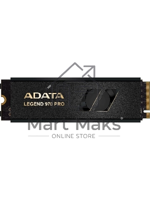 Накопитель SSD ADATA Legend 970 Pro, 1000 Gb, M.2 2280, PCIe 5.0 x4, NVMe 2.0, 3D TLC, R/W 13000/5800 МБ/сек, радиатор с вентилятором