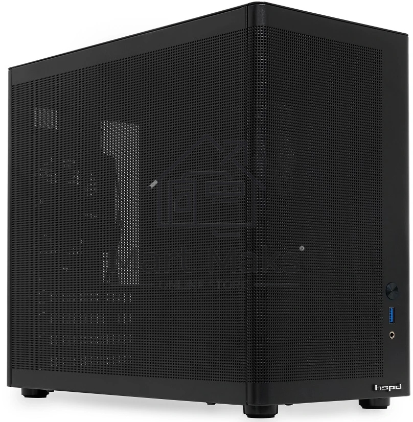 Компьютерный корпус без блока питания HSPD M210, Mesh Mid Tower, черный, 0.7 SPCC, 1x90мм mATX, mITX 140/280/150мм 1x2.5