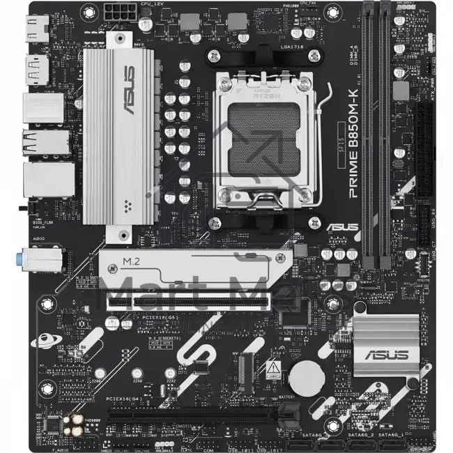 Материнская плата ASUS PRIME B850M-K, AM5, AMD B850, 2xDDR5, 4xSATA, 2xM.2, 1xPCIe 5.0 x16, 1xPCIe 4.0 x8, 1xDP, 1xHDMI, 1x2.5Gb LAN, 2xUSB-A 10Gbps, 2xUSB-A 5Gbps, 4xUSB-A 2.0, 1xPS/2, 3x3.5 мм, 7.1, mATX