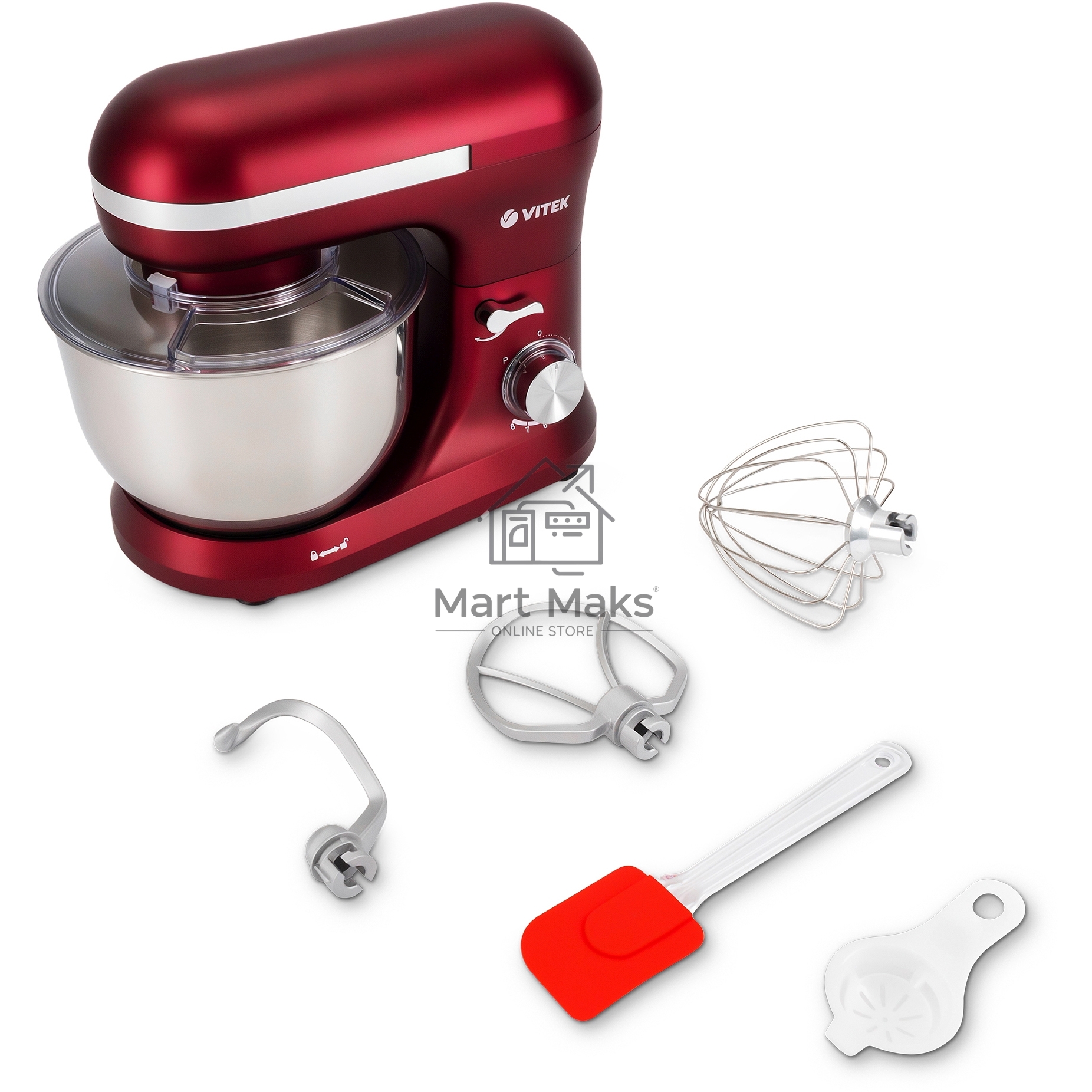 Миксер планетарный Vitek VT-PM0111 1500Вт вишневый