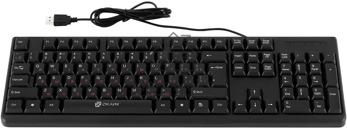 Клавиатура проводная Oklick 100M/100M HW3 черный USB