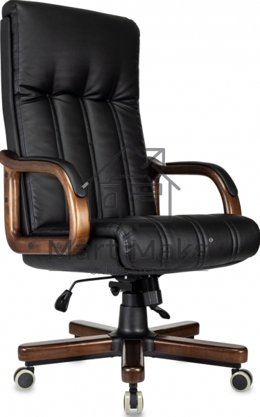 Кресло руководителя Бюрократ T-9932Walnut черный, кожа, крестов. металл/дерево
