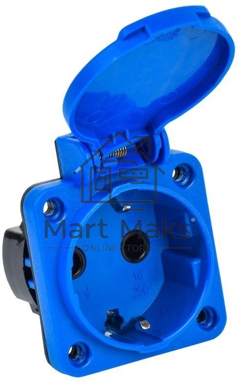 Розетка панельная IEK MAGNUM PSN71-016-3-2-44-K07 2P+PE 16А IP44 РП11-3 с защ. крышкой с заземл. син.