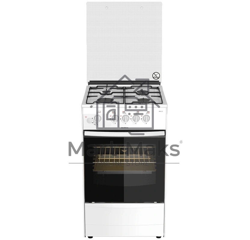 Плита газовая Darina 1B GM 341 107 W белый/черный, конфорок 4 шт, духовка 50 л, 50 см x 85 см x 56 см
