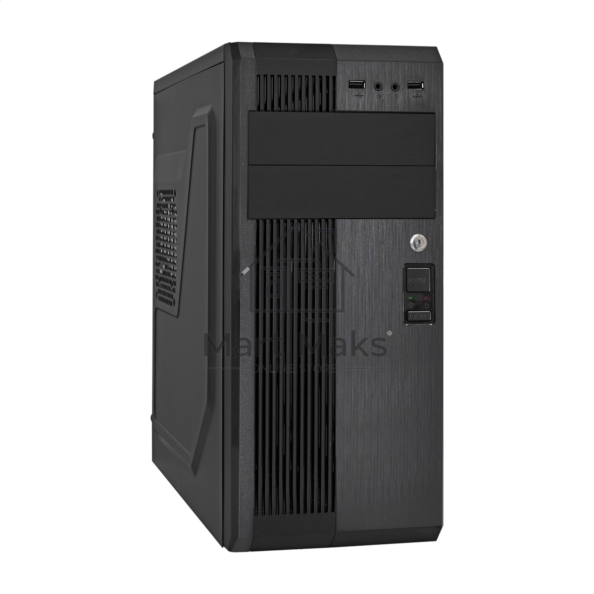 Компьютерный корпус Miditower ExeGate UN-605B Black, ATX, <UN450, 120mm>, 2*USB, Audio, замок блокировки кнопки питания