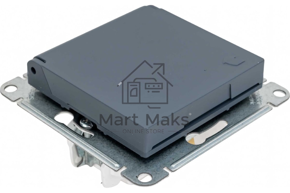 Механизм розетки 1-м СП AtlasDesign 16А IP20 с заземл. защ. шторки с крышкой грифель