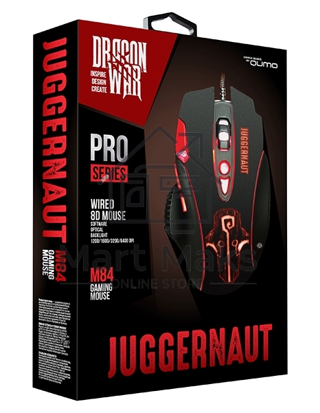 Мышь проводная Qumo PRO Series Juggernaut M84 черный, 6400 dpi, USB, кнопки - 8