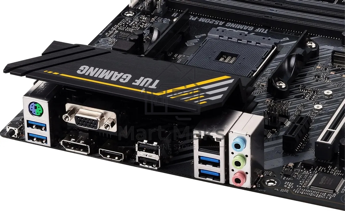 Материнская плата ASUS TUF GAMING A520M-PLUS II, AM4, AMD A520, 4xDDR4, 4xSATA, 1xM.2, 1xPCI-E 3.0 x16, 2xPCI-E x1, 1xHDMI, 1xDP, 1xVGA, 1x 1Gb LAN, 4xUSB 3.2 Gen 1, 2xUSB 2.0, 3x3.5 мм, 7.1, Micro-ATX