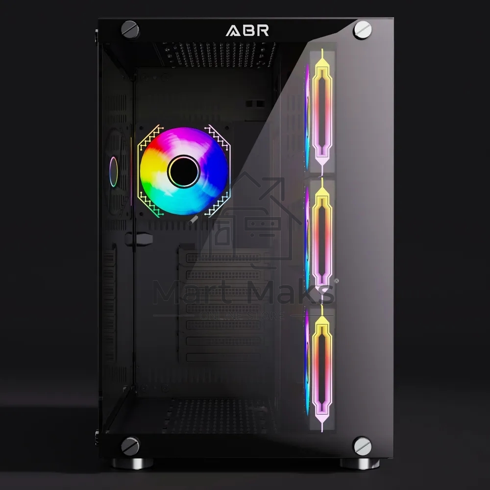 Компьютерный корпус ABR Sea View Black (1*USB Type-C, 2*USB 2.0, HD Audio, 4xRGB Fan, ATX, Micro-ATX)
