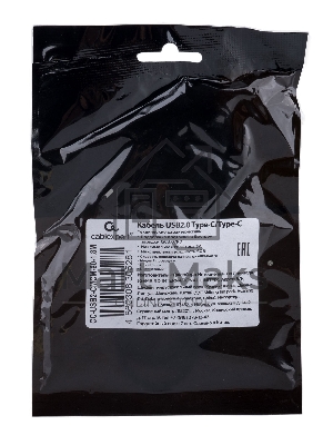Кабель USB2.0 Cablexpert CC-USB2-CMCM-60-1.8M, Type-C/Type-C, 3A, 60Вт, PD/QC3.0, медь, 1.8м, черный, пакет