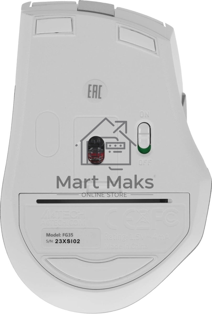 Мышь беспроводная A4Tech Fstyler FG35 серебристый/белый, 2000 dpi, радиоканал, USB, кнопки - 6