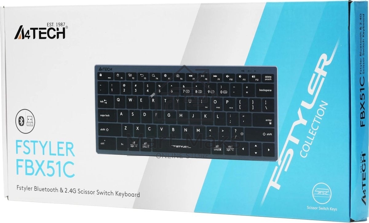 Клавиатура беспроводная A4Tech Fstyler FBX51C серый USB BT/Radio slim Multimedia