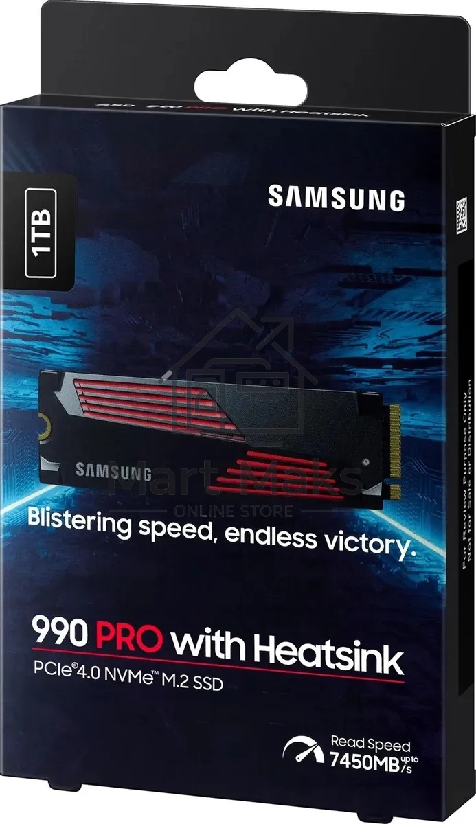 Накопитель SSD Samsung 990 PRO, 1000GB, PCIe 4.0 x4, M.2 2280, NVMe, R/W 7450/6900, с радиатором