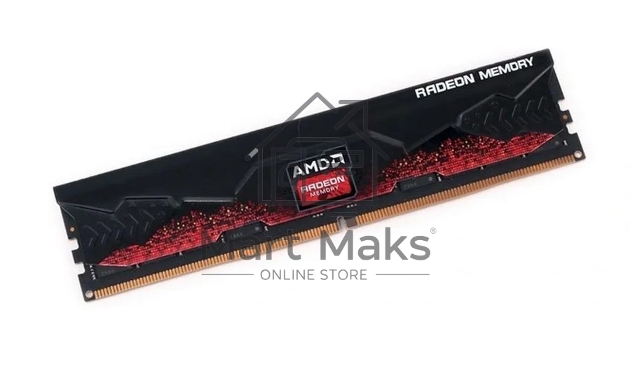 Оперативная память AMD Radeon R5, DDR5, 8GB (1x8GB), 5200MHz, CL40, DIMM, с радиатором, красный/черный