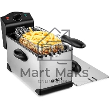 Фритюрница Kitfort KT-4051 серебристый/чёрный, 2000 Вт, 3 л, 1 кг, съёмная чаша