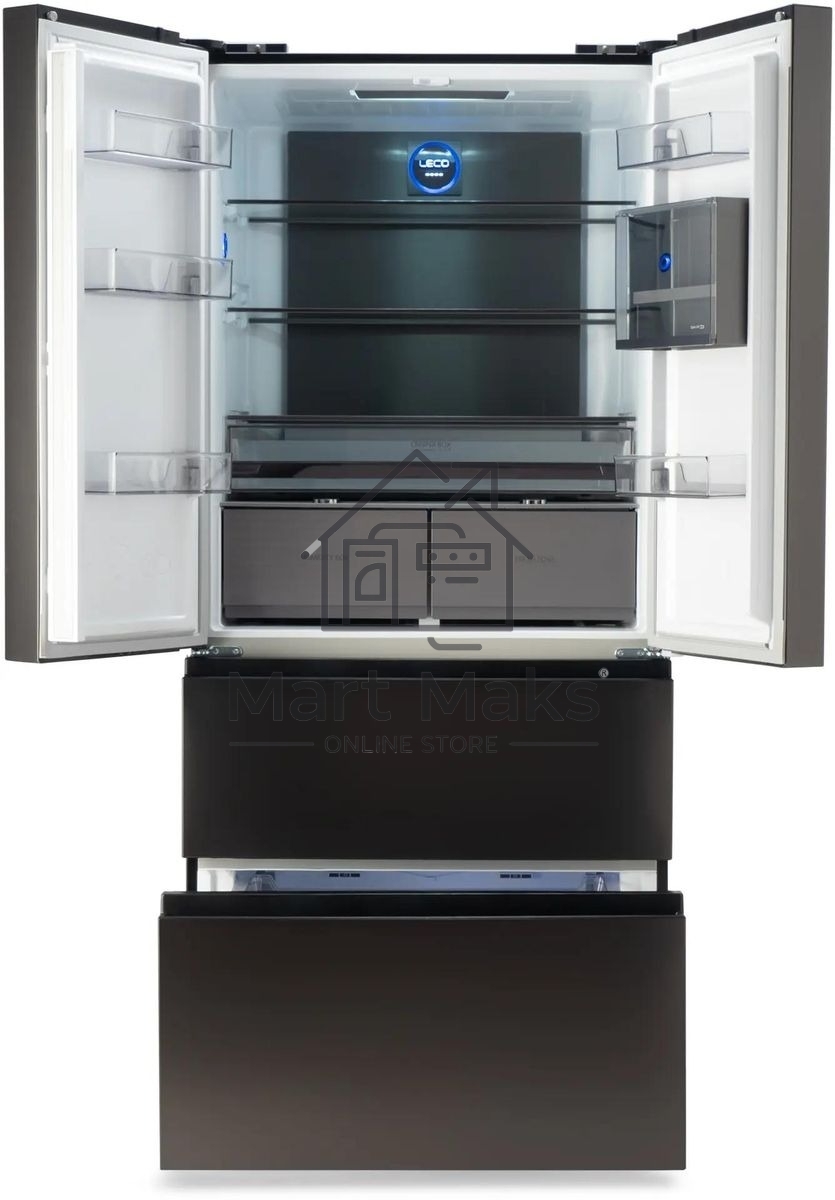 Холодильник Hyundai CM55043F черная сталь трехкамерный 354/186л морозилка снизу, No Frost, Side by Side