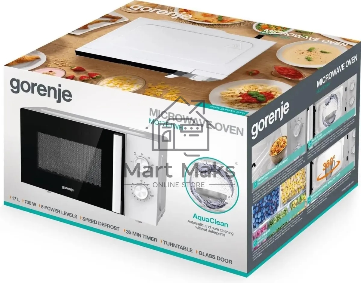 Микроволновая печь Gorenje MO17E1WH белый, 17 л, 700 Вт, переключатели - поворотный механизм