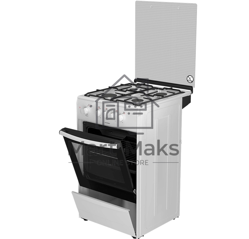Плита газовая Darina 1B GM 341 107 W белый/черный, конфорок 4 шт, духовка 50 л, 50 см x 85 см x 56 см