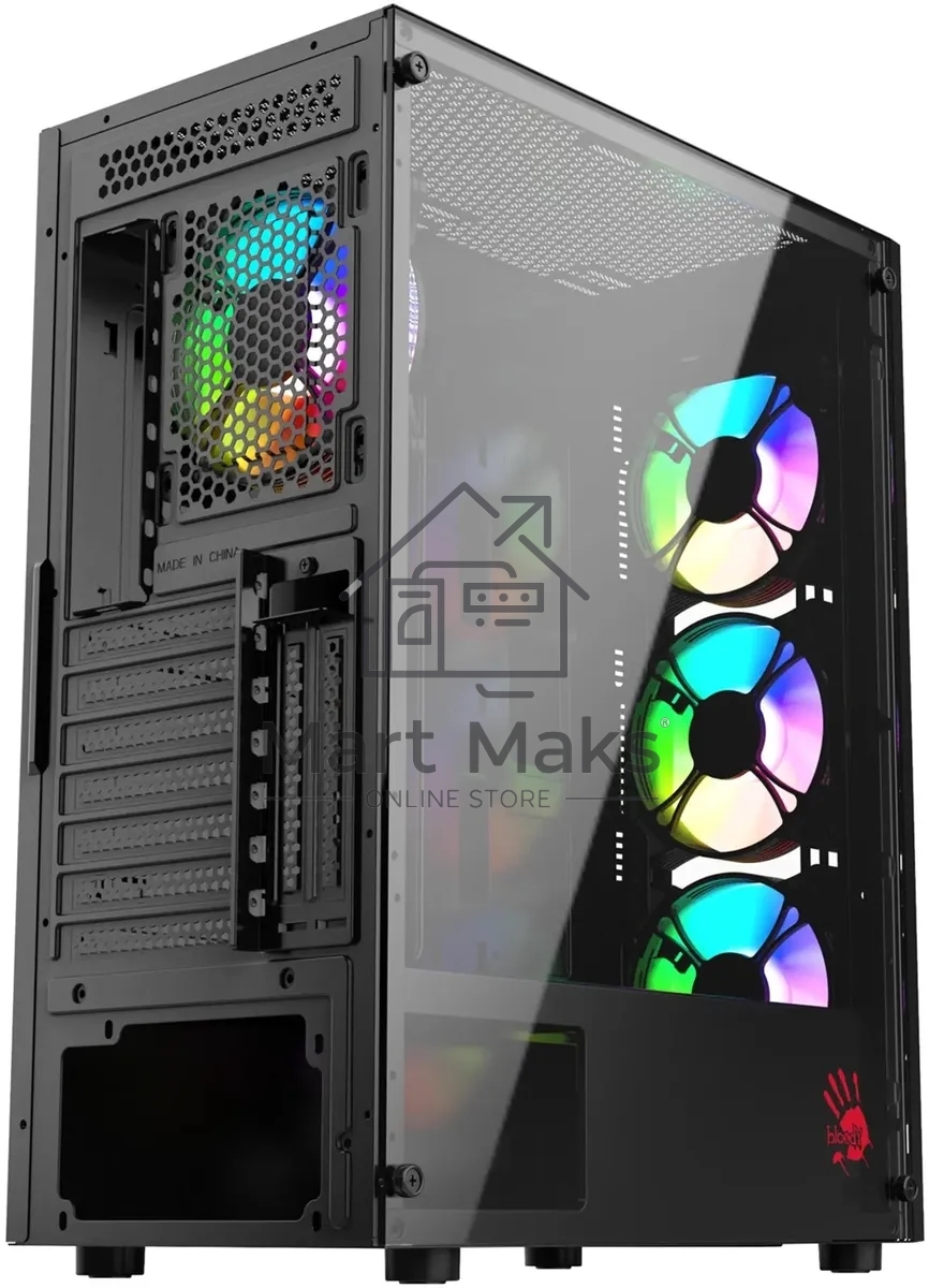 Компьютерный корпус Bloody BD-CC120F черный без БП ATX 8x120mm 1xUSB2.0 1xUSB3.0 audio bott PSU