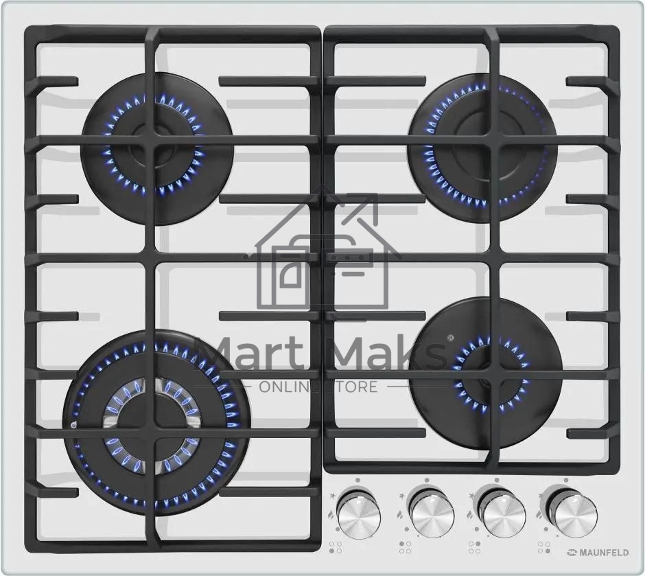 Газовая варочная панель Maunfeld EGHG.64.63CW/G, 4 конфорки, закаленное стекло, белый