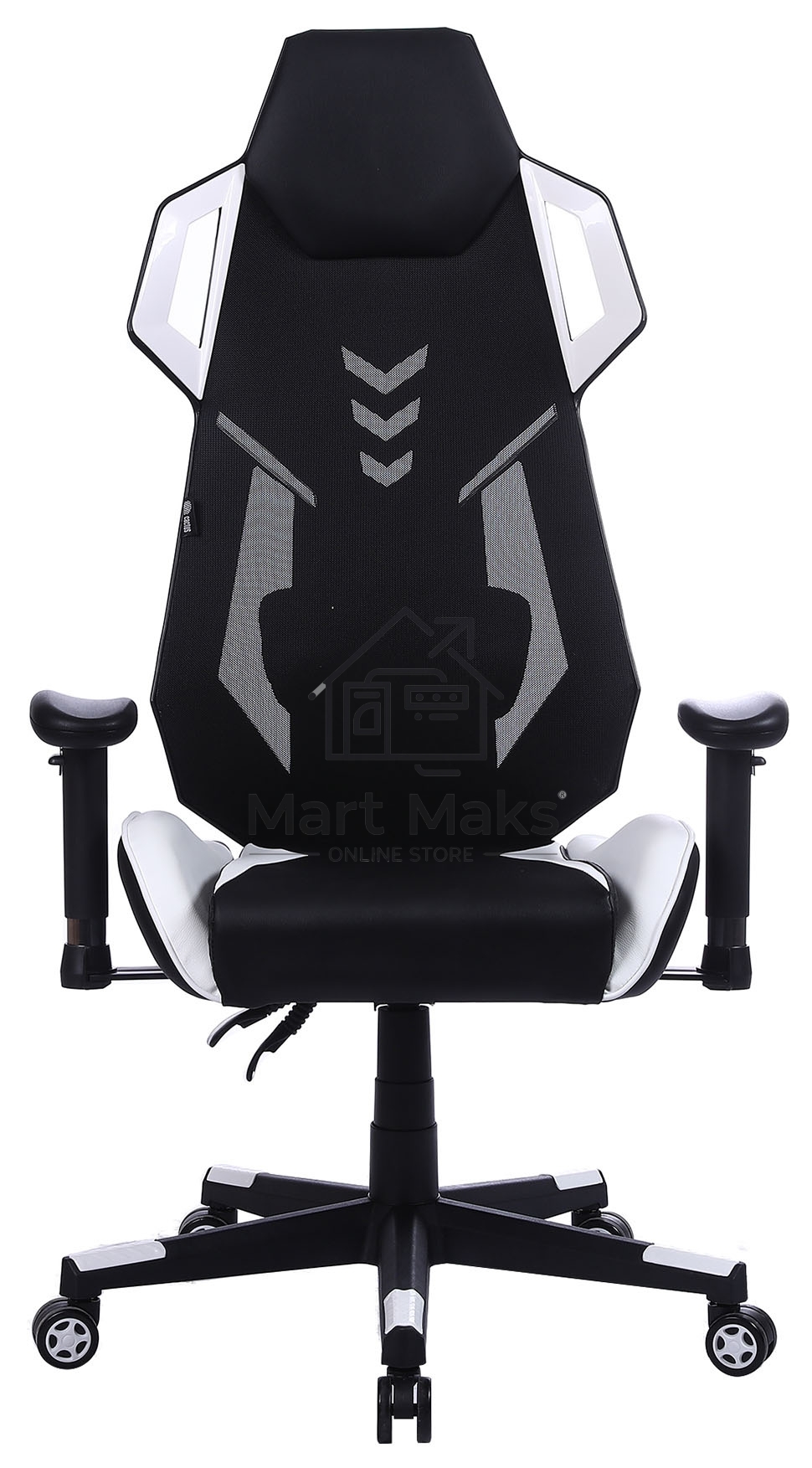 Кресло игровое Cactus CS-CHR-090BLW черный/белый, сиденье черный/белый, эко.кожа, крестовина пластик, пластик черный/белый