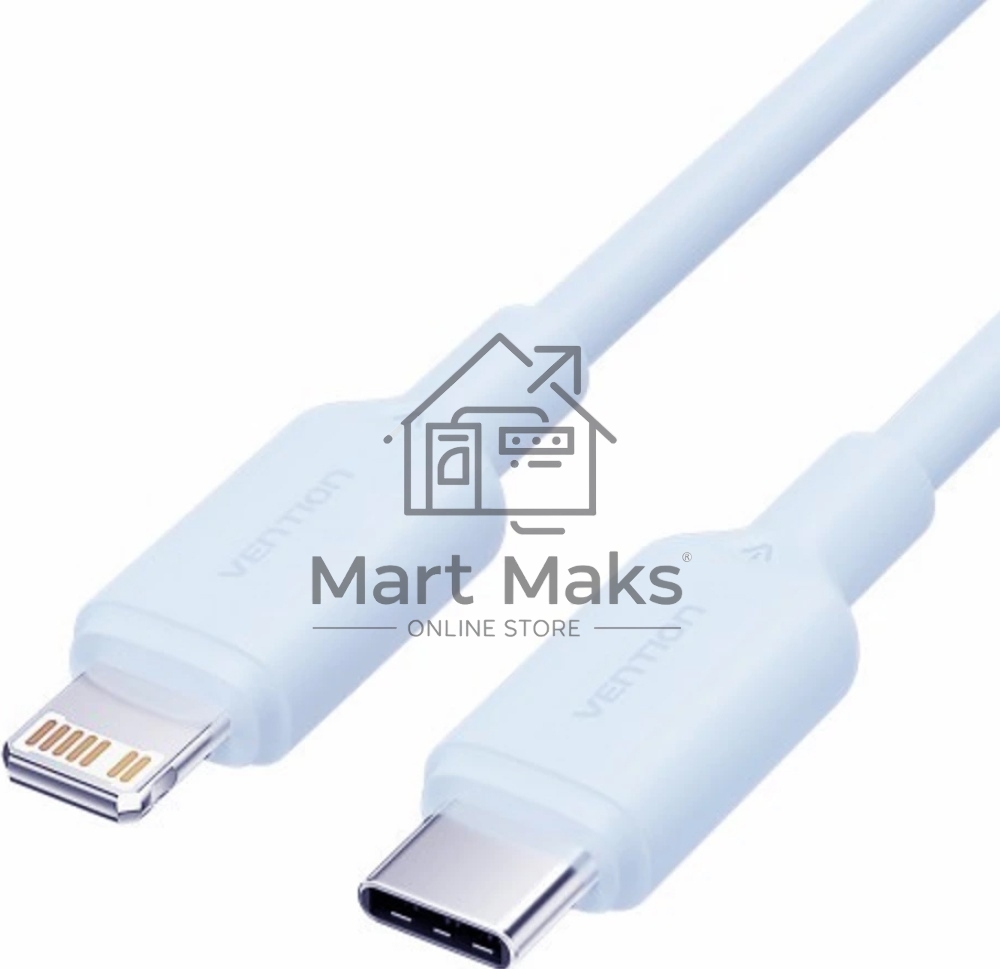 Кабель Vention USB 2.0 CM/Lightning 8M для iPad/iPhone 3A - 1м. Голубой