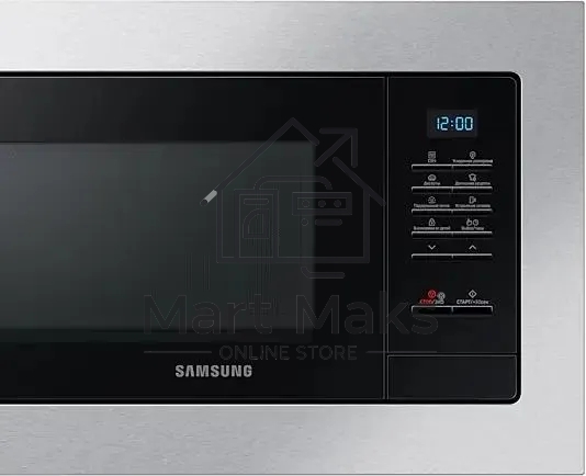 Микроволновая печь встраиваемая Samsung MS23A7013AT/BW серебристый/черный, 23 л, 1150 Вт, переключатели - кнопки