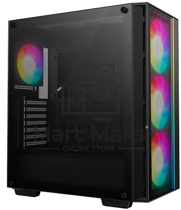 Компьютерный корпус Deepcool MATREXX 55 MESH V4 без БП, боковое окно (закаленное стекло), 3xARGB LED 140мм вентилятора спереди, 1xARGB LED 120мм вентилятор сзади, черный, ATX