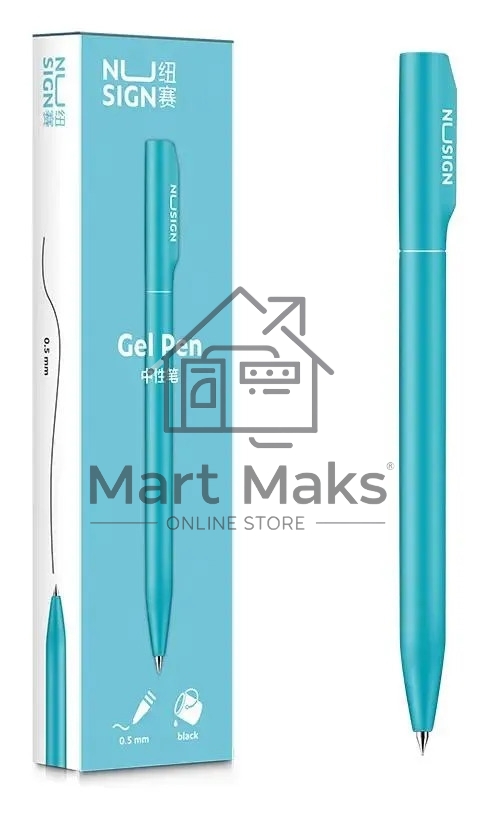 Ручка гелевая Deli Nusign NS552blue голубой, черные чернила, линия 0.5мм