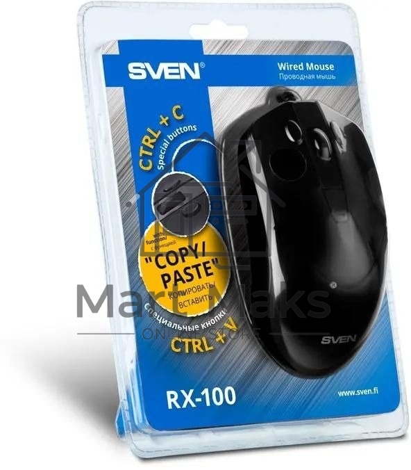 Мышь проводная SVEN RX-100 черный, 4000 dpi, USB, кнопки - 6