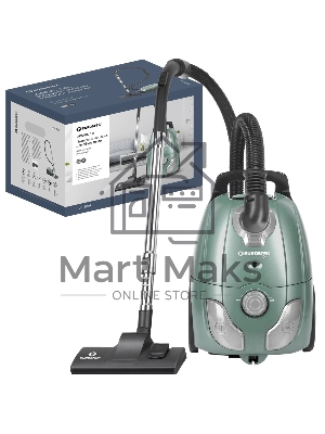 Пылесос Eurostek EVC-3016 мятный, Потребляемая мощность – 2600 Вт, Мощность всасывания – 420 Вт