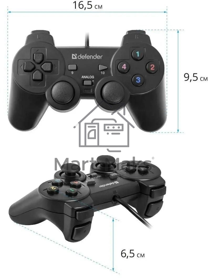 Геймпад Defender Omega USB, Проводной геймпад, 12 кнопок, 2 стика