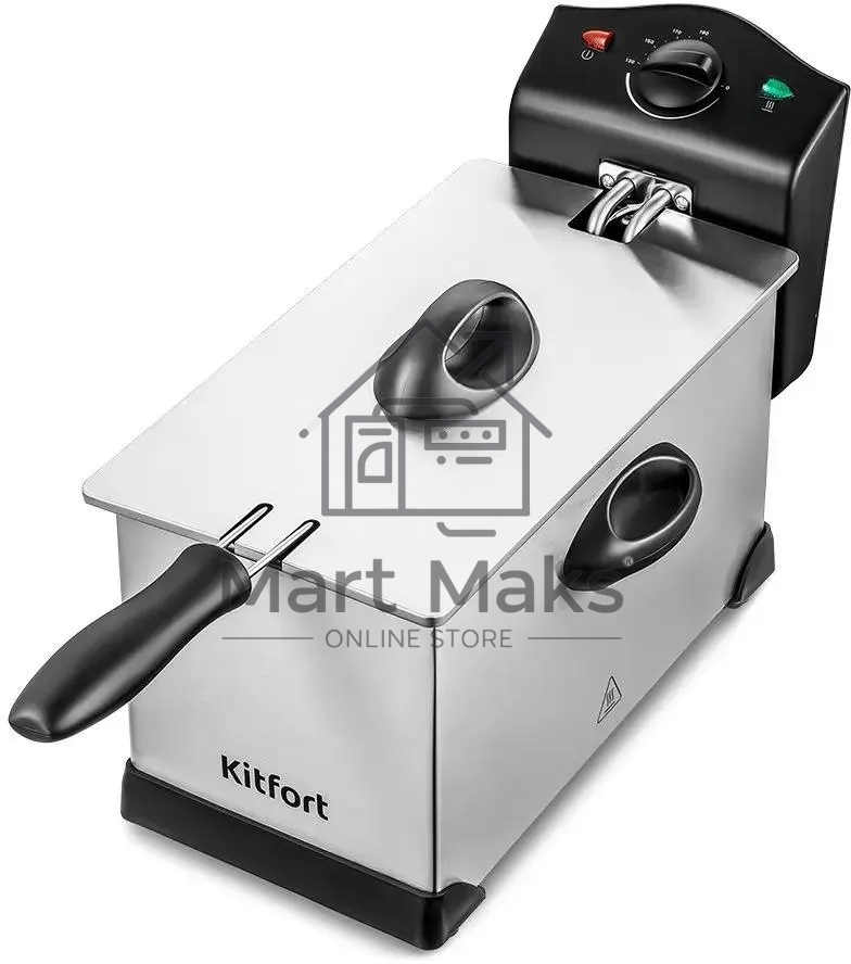 Фритюрница Kitfort KT-4051 серебристый/чёрный, 2000 Вт, 3 л, 1 кг, съёмная чаша