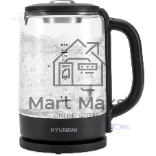 Чайник электрический Hyundai HYK-G3402 1.7л. 2200Вт серый/серебристый (корпус: стекло)