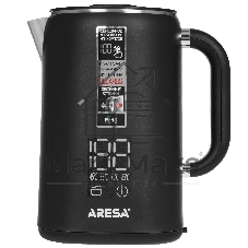 Электрочайник Aresa AR-3482 черный, 1.6 л, 1700 Вт, скрытый нагревательный элемент, поддержание температуры