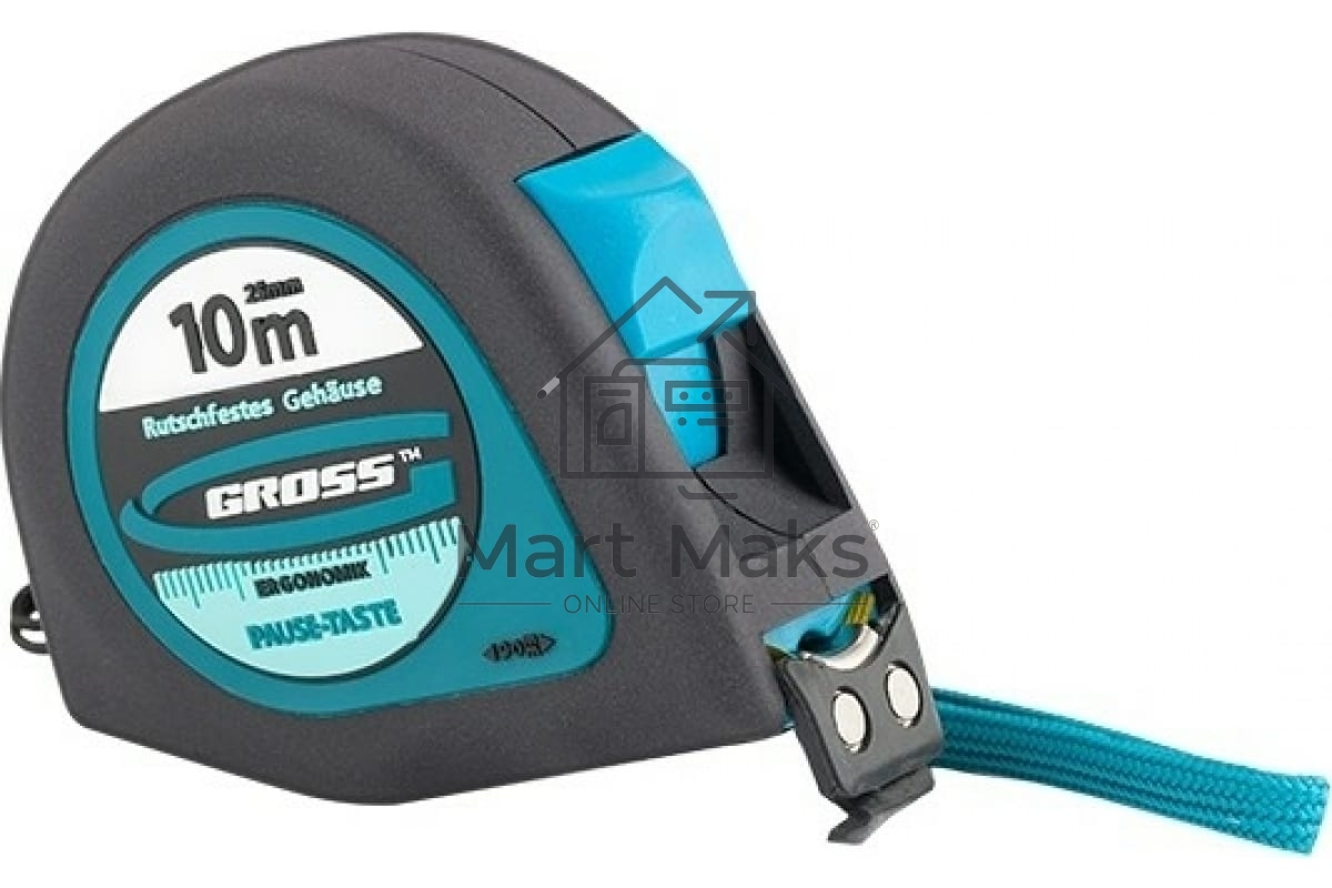 Рулетка GROSS 31105''ergonomisch'' 10м x 25мм магнитный обрезиненный зацеп