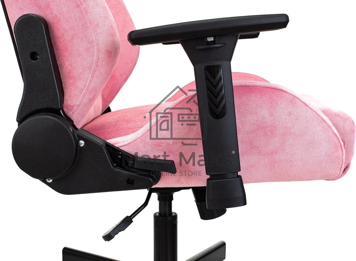 Кресло игровое Knight N1 Fabric розовый Velvet 36 с подголов. крестовина металл