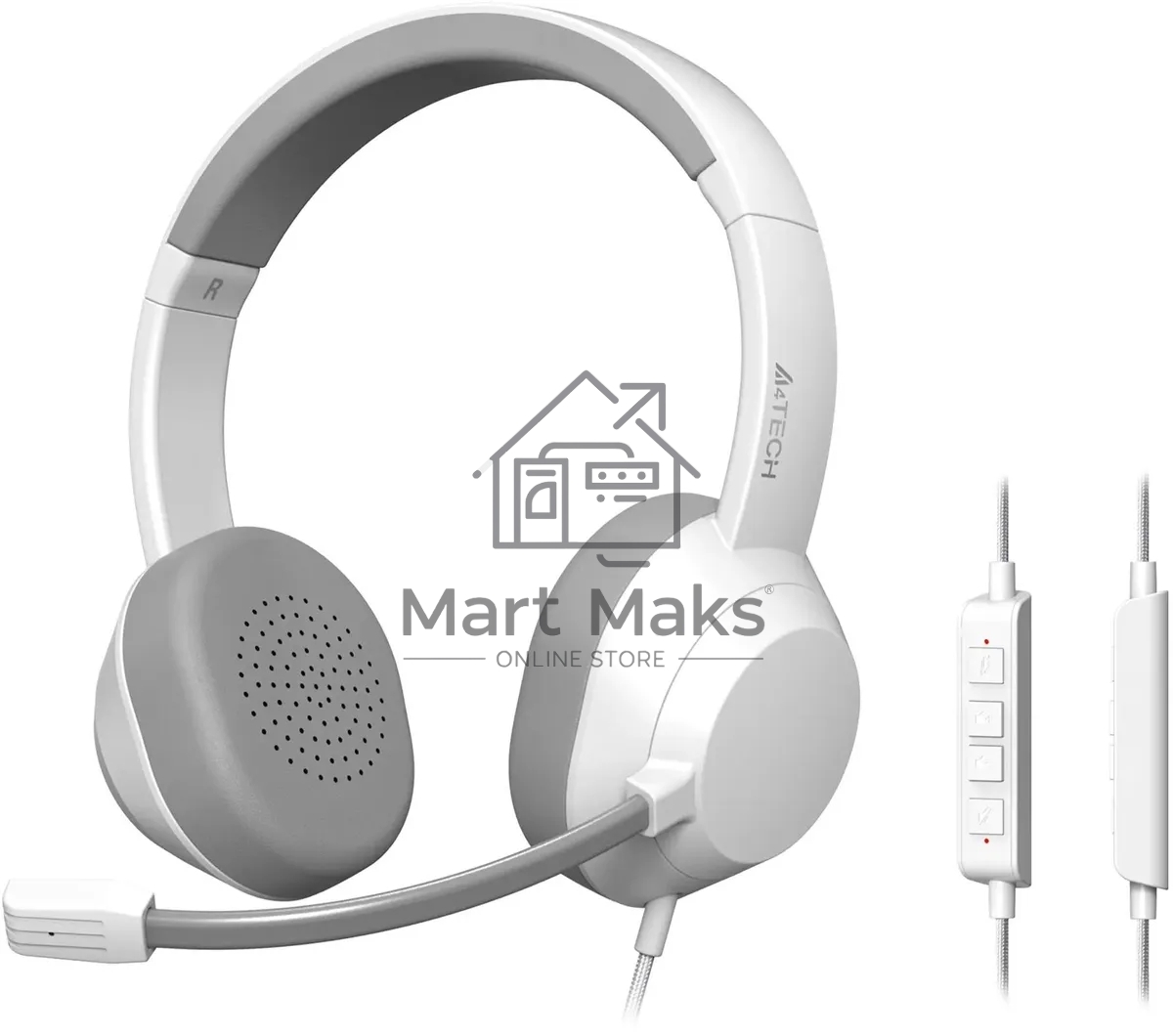 Наушники с микрофоном A4Tech Fstyler FH150U белый/серый 2м накладные USB оголовье (FH150U WHITE)