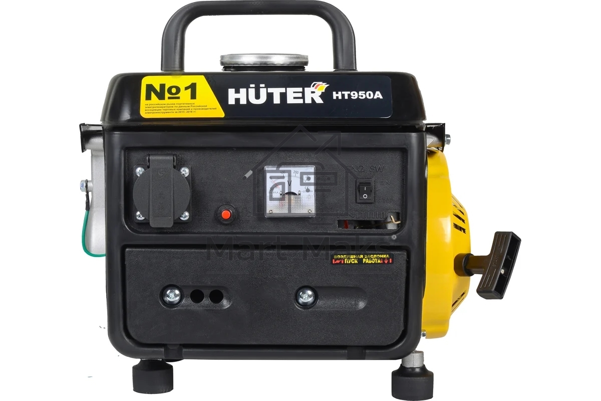 Электрогенератор бензиновый инверторный Huter HT950A, 0.95 кВт, 63 дБ, 16.8 кг