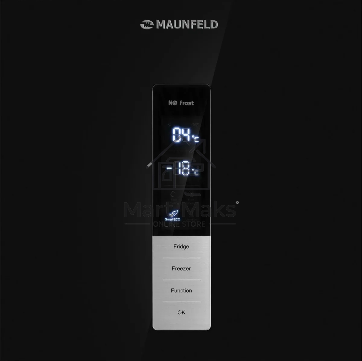 Холодильник Maunfeld MFF200NFBE черный, двухкамерный 271/106л морозилка снизу, Total NoFrost