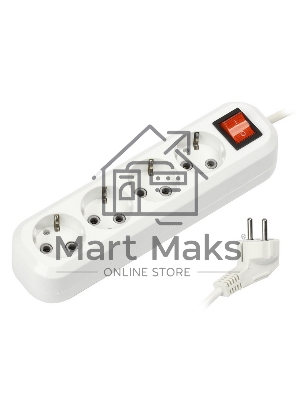 Удлинитель Smartbuy (SBE-16-4-05-ZS) 4 гнз х 5,0 м (16А/3.5кВт, ПВС 3х1.0)