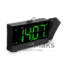 Радиобудильник Hyundai H-RCL243 черный LCD проек.изоб. подсв:зеленая часы:цифровые FM