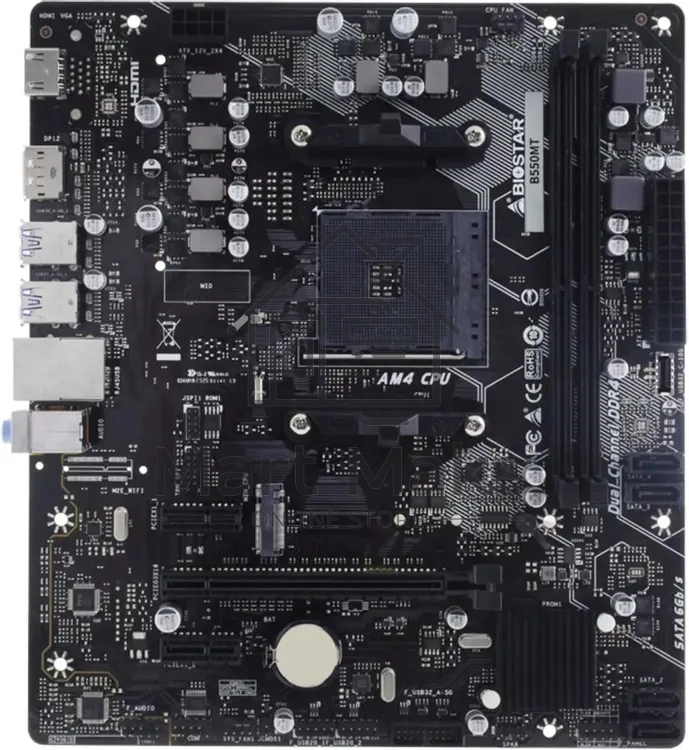 Материнская плата Biostar B550MT, AM4, AMD B550, 2xDDR4, 4xSATA, 1xM.2, 1xPCIe 3.0 x16, DisplayPort, HDMI, 1x1Gb LAN, 3x3.5 мм, 7.1, microATX
