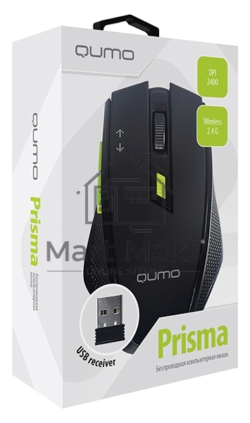 Мышь беспроводная Qumo Office Prisma Black M85 черный, 2400 dpi, радиоканал, USB, кнопки - 7